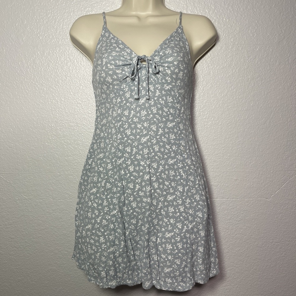 Camellia Womens Babydoll Dress Size S Sage Green Floral‎ Beachy Pockets Y2K